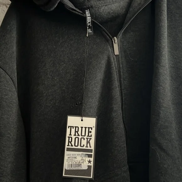NWT True Rock Men's Classic Full Zip Hoodie Charcoal Gray Size X-Large - Picture 5 of 7